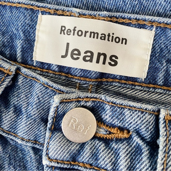 REFORMATION STEVIE ULTRA HIGH RISE SKINNY cropped BLUE JEANS - Picture 8 of 14